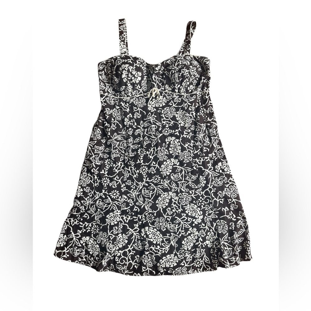 Vintage‎ R&K Originals Black and White Floral Dress Size 16 Sleeveless